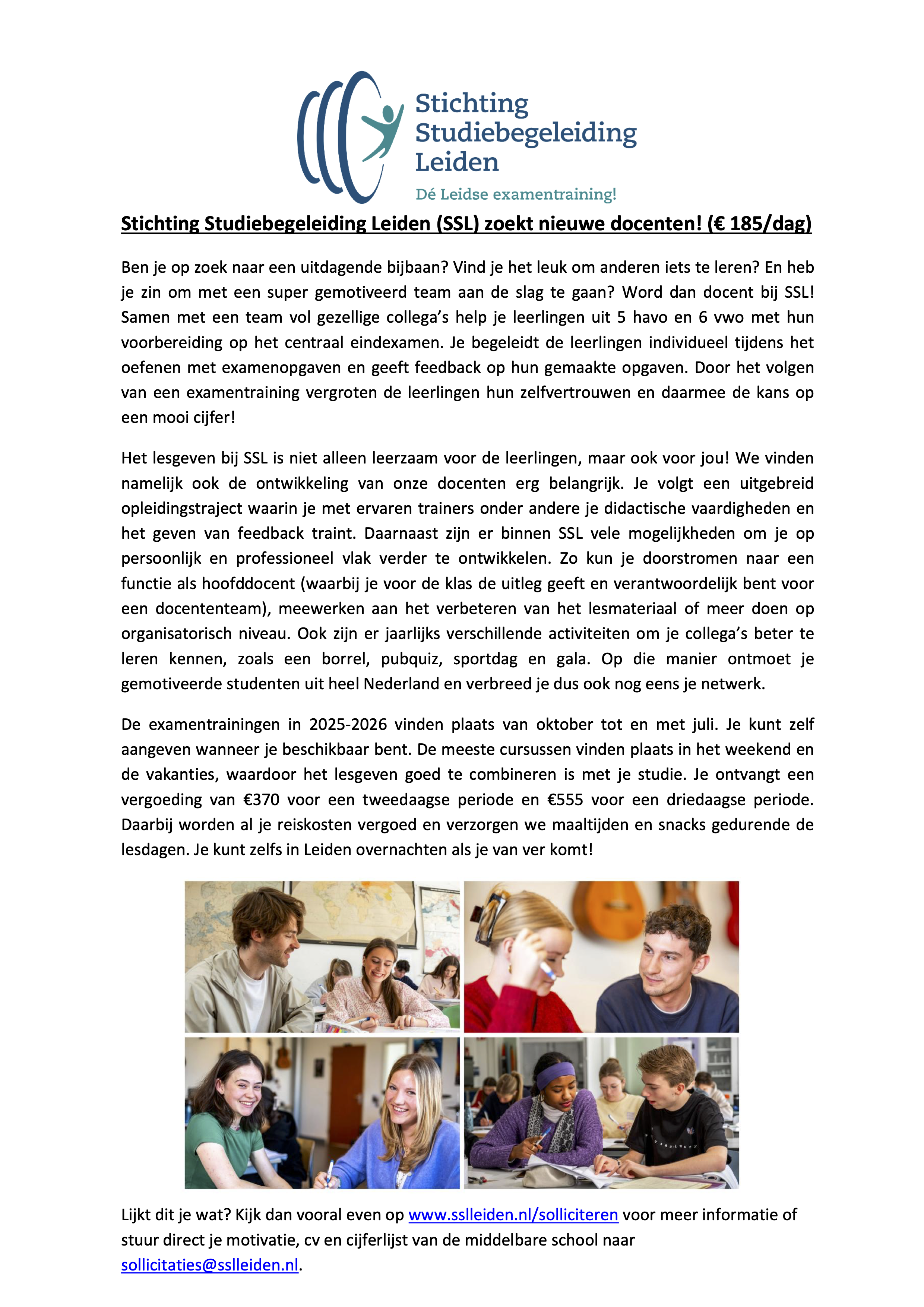 Job Opportunity: Exam-training (Dutch)